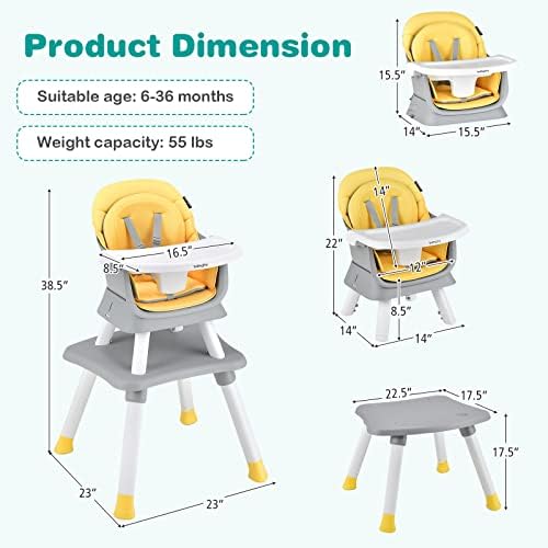 BABY JOY Baby High Chair, 8 in 1 Convertible Highchair - Image 6