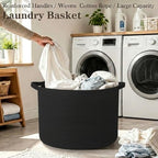 115L Extra Large Blanket Basket, Woven Rope Laundry Basket-Black - Image 5