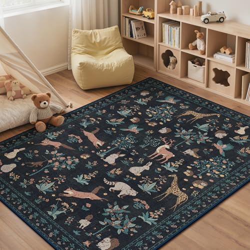 BESBLEE 5FT Round Rug for Bedroom, Washable Animal Non Slip - Image 2