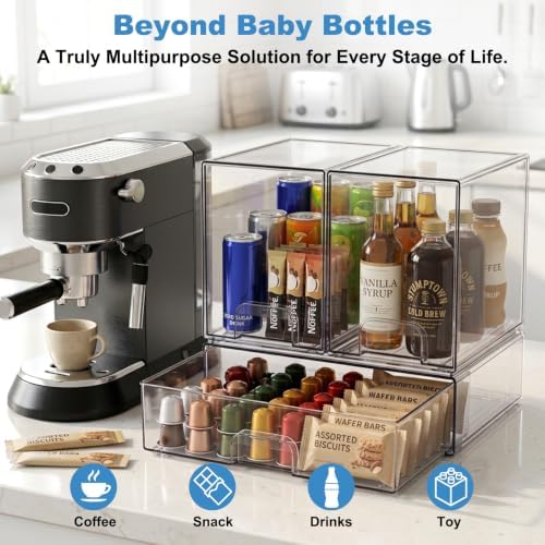 Clear Baby Bottle Organizer, 3-Piece Modular Stackable Acrylic Bins Set - Image 7