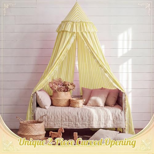 SmoothNovelty Yellow Striped Bed Canopy - Image 3