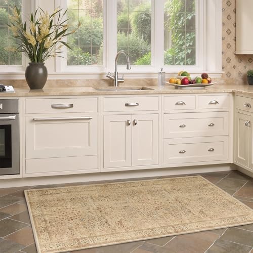 Farmhouse Small Washable Ktichen Rugs 2x4, Distressed Vintage Tree of Life - Image 3