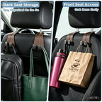 2 Pack Leather Car Headrest Hooks, Heavy Duty Double Car Hooks - Image 3