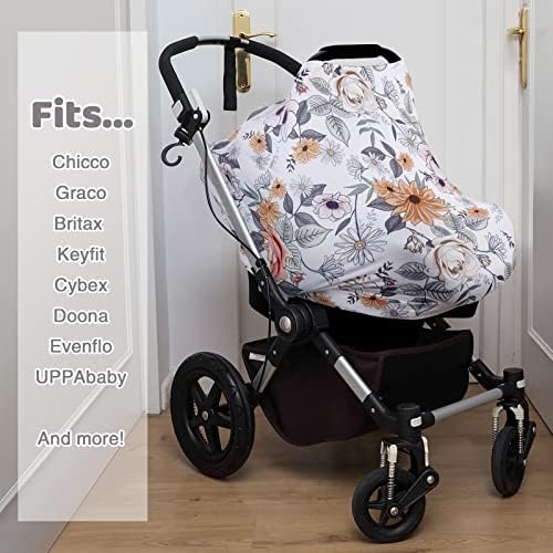 Rquite 4-in-1 Baby Car Seat Canopy, Stretchy Nursing Breastfeeding Cover - Image 5