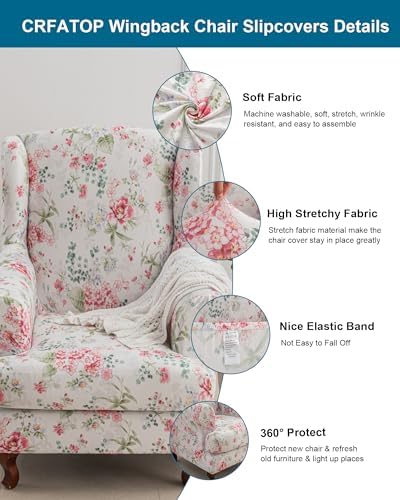 CRFATOP Wingback Chair Covers Wing Armchair Slipcovers - Image 2
