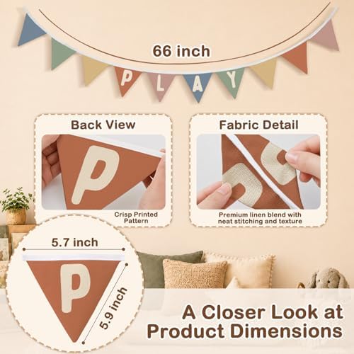 Playroom Decor, Play Sign Wall Pennant Banner Flags 5.5Ft - Image 3