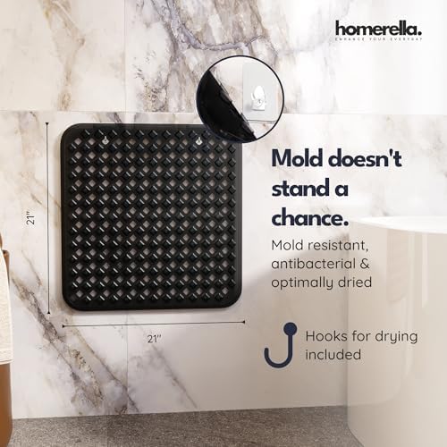 homerella Square Shower Mat Non Slip Anti Mold 21x21 Anti Slip Shower Mat - Image 3