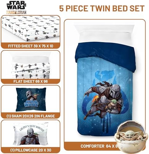 Jay Franco Kids Bed Set, The Mandalorian, 5 Piece Twin - Image 3
