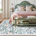 Lahome 5x7 Light Blue Rugs for Girls Bedroom, Boho Washable Floral Rug - Image 3