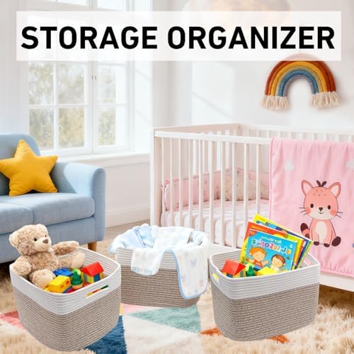 3 Pack Woven Baskets, Storage Baskets - Image 5