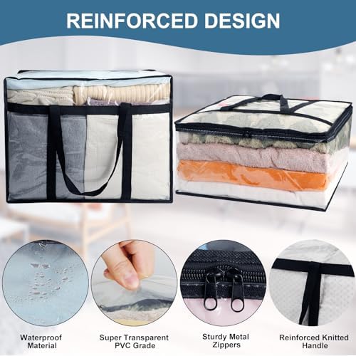 8Pack Clear Blanket Storage Bags Comforter Clothes Storage Moving Bag - Image 6