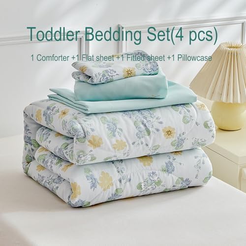 JHXHMX 4 Pieces Toddler Bedding Set, Soft Crib Bed Sheets Set Includes Quilted - Image 5