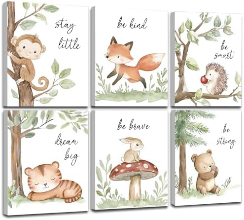 Framed Woodland Nursery Wall Art, Forest Animal Pictures Nursery Wall Decor by KIOSSUT