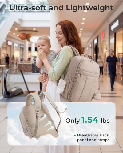 BAGSMART Diaper Backpack with Insulated Pockets & Changing Pad, Coffee Brown - Image 4