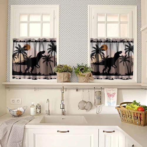 Dinosaur Wooden Kids Valance Curtains, Kids Boys Bedroom Nursery Room Window - Image 2