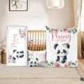 Custom Crib Bedding Set for Girls Gifts Panda Floral Design Color14 by Duckbe