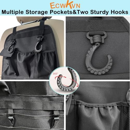 ECWKVN Car Seat Back Organizer, Heavy Duty Back Seat Organizer - Image 3