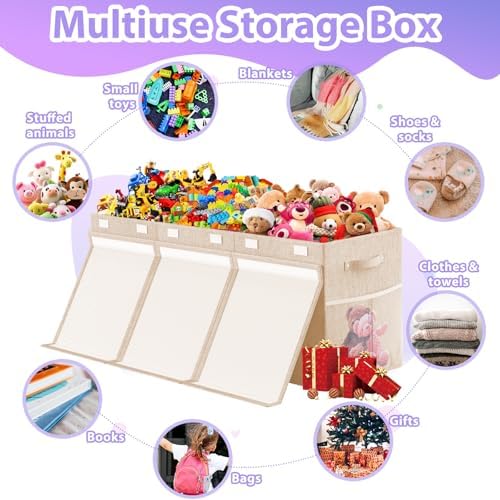 Large Toy Storage Box with Lid, Collapsible Kids Toy Chest - Image 4