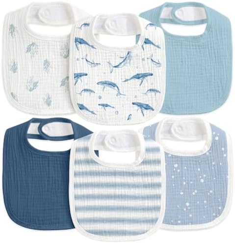 6-Pack Muslin Baby Bibs for Drooling & Teething, Absorbent Bib by CivaruaKids