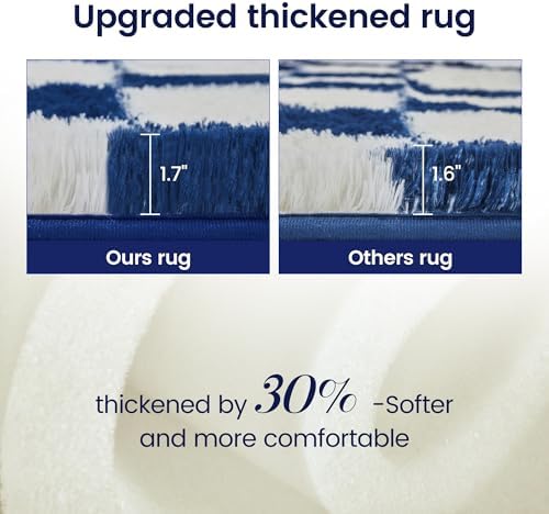 Super Soft Rug for Bedroom, 4x6 ft Blue and White Area Rug Classic Checkered - Image 3