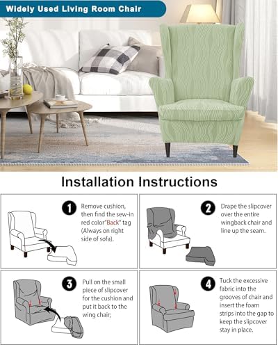 CRFATOP Wingback Chair Covers Wing Armchair Slipcovers - Image 6