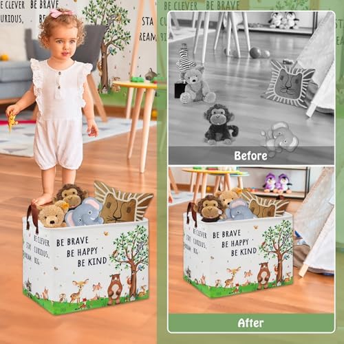 Woodland Nursery Decor Baby Shower Basket, Bear Baby Laundry Basket, Jungle - Image 2