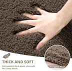 Polyester Bathroom Rug 24"x36" Brown, Non-Slip Soft Shaggy Bath Mat - Image 4