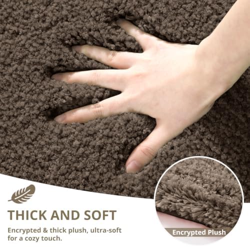 Polyester Bathroom Rug 20"x32" Brown, Non-Slip Soft Shaggy Bath Mat - Image 4