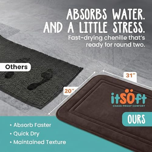 ITSOFT Memory Foam Bath Mat 31x20, Non Slip, Machine Washable, Quick Dry & - Image 3