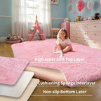 6x9 Thick Pink Shag Rug for Girls Bedroom, Soft Plush Fluffy Carpet - Image 4