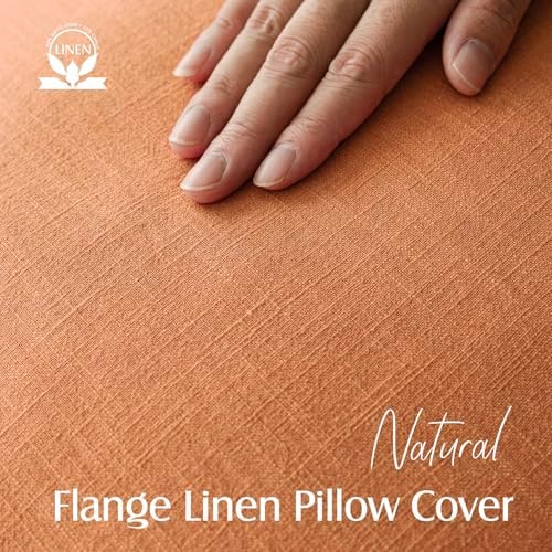 Foindtower Linen Solid Decorative Throw Pillow Covers 20x20 Dusty Orange - Image 2