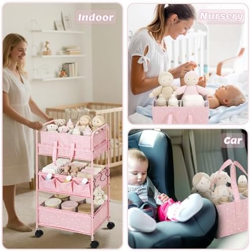 Yookeer 2in1 Baby Diaper Caddy Organizer Cart 3 Tier Large Capacity Metal - Image 4