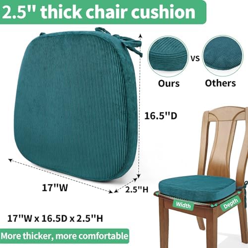 2.5" Thick Chair Cushions for Dining Chair, Corduroy High Density Foam Kitchen - Image 2