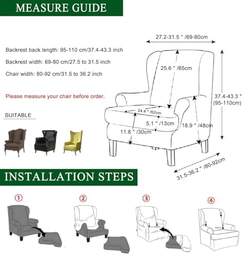 CRFATOP Wingback Chair Covers Wing Armchair Slipcovers - Image 2