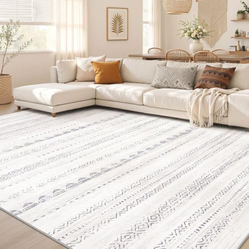 Nakagishi 8x12 Area Rugs Living Room: Washable Boho Large Neutral Soft by NakagishiAreaRug