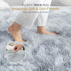 KICHOWUA 5x8 Thick Light Grey Fluffy Shag Rug - Image 2