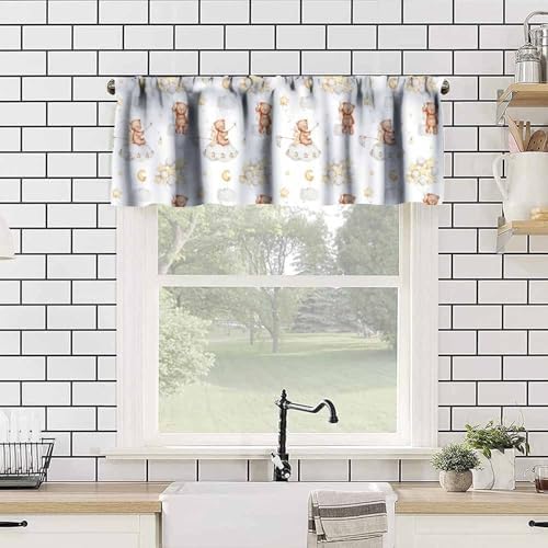 Cartoon Animal Kids Valance Curtain Funny Cute Watercolor Forest Animals Lion - Image 2