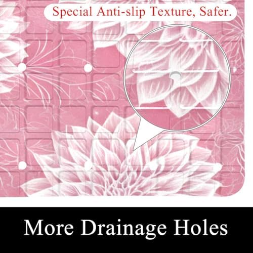 Shower Mat Non Slip 26.8 x 15.1 Inches, Abstract Floral Bathtub Mat Shower - Image 2