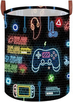 Gaming Laundry Basket, Large Neon Color Nursery Hamper, Gamer Room Decor by XHWZOF