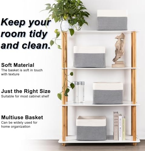 4 Pack Storage Baskets for Organizing, Woven Baskets for Shelves - Image 2