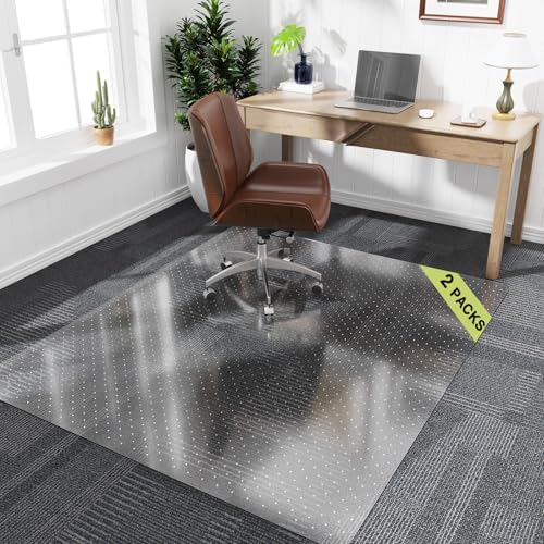 【Shipped Flat】 2 Packs 45" x 53" Clear HeavyDuty Office Chair Mat by FeelLifeEnjoyLifelmmerseYourselfInLife