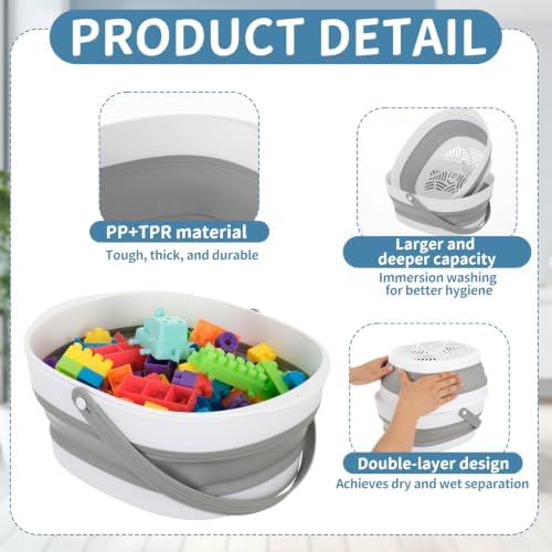 Bath Toy Storage Basket 2Pack, Double Layer Drain Basket - Image 3