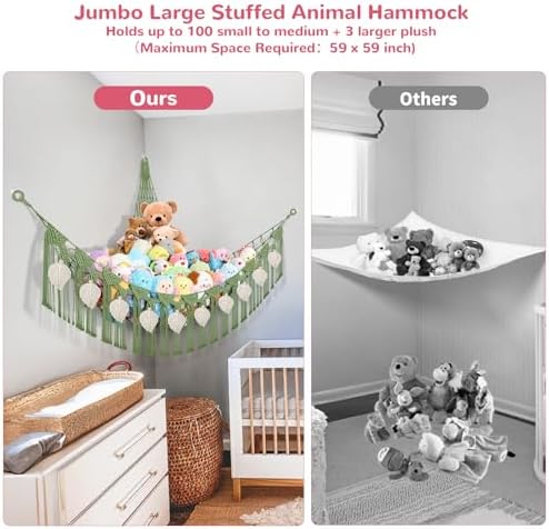 82.7x59x59 Inch Jumbo Stuffed Animal Storage Hammock Corner Toy Net - Image 4