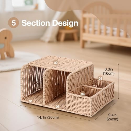 Diaper Caddy Organizer, Hand Rattan Nursery Storage Basket - Image 6