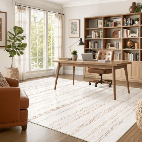 Nakagishi 7x10 Area Rug Living Room: Washable Boho Large Neutral Soft Farmhouse - Image 5