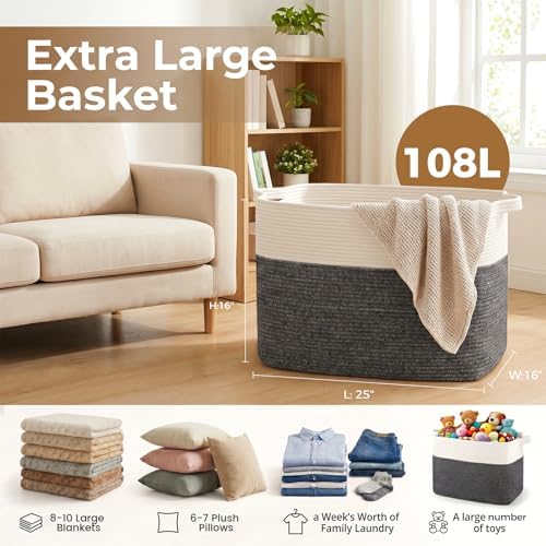 OIASKET 108L Cotton Rope Storage Basket - Image 2