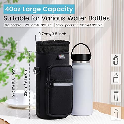Nuovoware Water Bottle Carrier Bag, 40oz Bottle Pouch Holder, Adjustable - Image 2