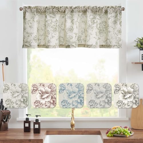 Vangao Floral Valances for Windows Alice Sage Green W50 X 16L 1 Panel - Image 2