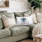 Coquette Blue Bow Cross Christian 12x20 Pillow Cover, Christian Home Decor - Image 4