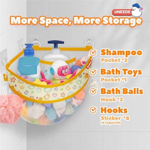 UNEEDE 4.32 Gallons Duck Print Corner Mounted Bath Toy Storage Holder - Image 3